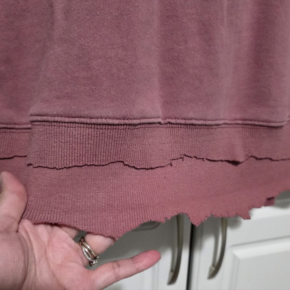 HBAT Kanye West Sunday Service Trust God Sweatshirt Pink Distressed Raw Hem - Picture 5 of 16